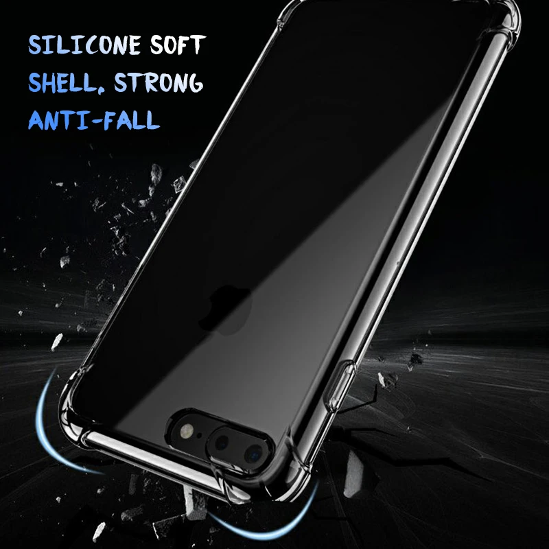 For iPhone 7 Case Anti-Knock Airbag TPU Phone for 6s 6 8 Plus X XR Xs Max Clear Soft Silicone Back Cover Shell | Мобильные телефоны
