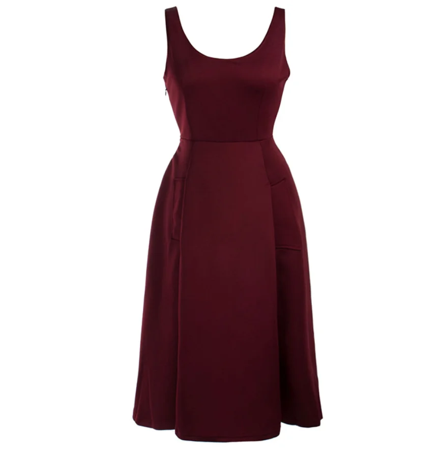 red Semfri Платье женское элегантное вечернее платье на бретельках миди Vestidos повседневное базовое vestido de festa платья - Цвет: red