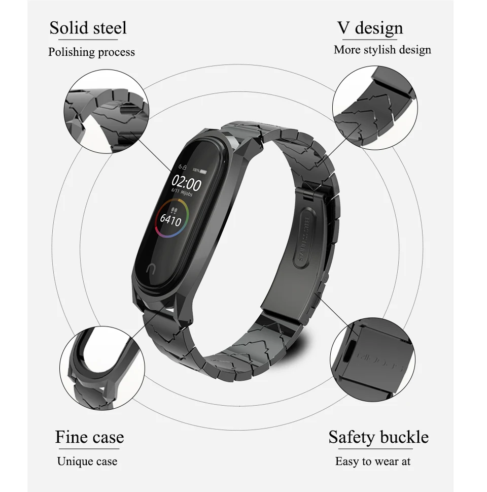 Mi jobs mi Band 4 3 V-образный металлический ремешок браслет для Xiaomi mi Band 4 3 наручный ремешок из нержавеющей стали браслеты mi band 3 4 ремешок