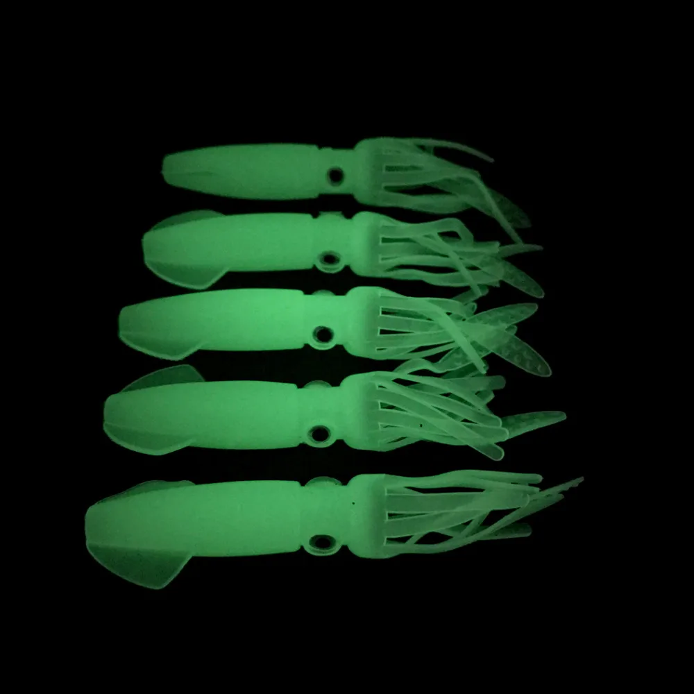 

HENGJIA 5PCS soft luminous fishing lures squid jig fishing baits night noctilucent lures pesca fishing tackles