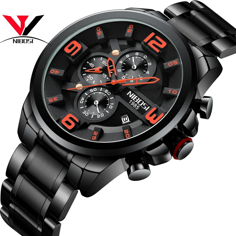 Мужские часы NIBOSI Reloj Hombre 2018 роскошные спортивные ведущего бренда мужские