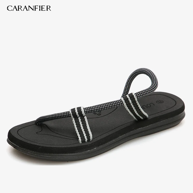L49Black CARANFIER/мужские сандалии; Sandalias Hombre; сандалии-гладиаторы для мужчин; летняя пляжная обувь в римском стиле; Вьетнамки; шлепанцы на плоской подошве; шлепанцы - Цвет: L49Black
