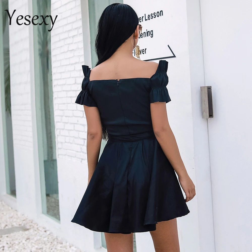 Женское Короткое платье Yesexy однотонное вечернее с глубоким v образным вырезом и
