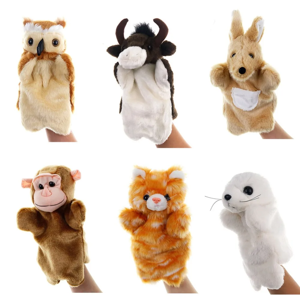 Горячая 28 цветов Kawaii крошечное животное ручная кукла марионета марионетка куклы плюшевые игрушки слон кошка собака печать обучения Детские игры Реквизит