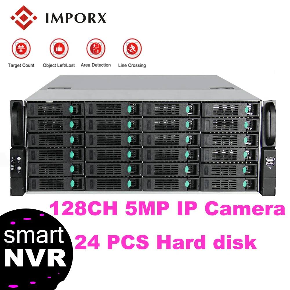 IMPORX супер 128CH 4U 24HDD H.265 CCTV NVR 4 K/5.0MP/4.0MP/2.0MP IP видеокамера 24 SATA HDMI VGA Поддержка