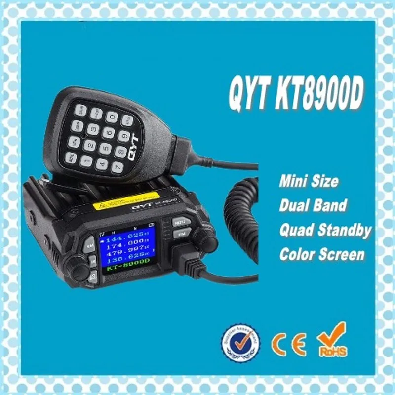 DHL+ мини Автомобильная рация, qyt KT-8900D УКВ УВЧ двухдиапазонный дисплей с одновременным воспроизведением изображения от четырех видеокамер 25 Вт Мобильный приемопередатчик KT8900D обновление kt8900r kt8900
