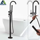 Смеситель для ванной комнаты на полу, черный Бронзовый Смеситель для ванны с поворотным изливом, смесители для ванны с ручным душем, однополюсный смеситель для ванны