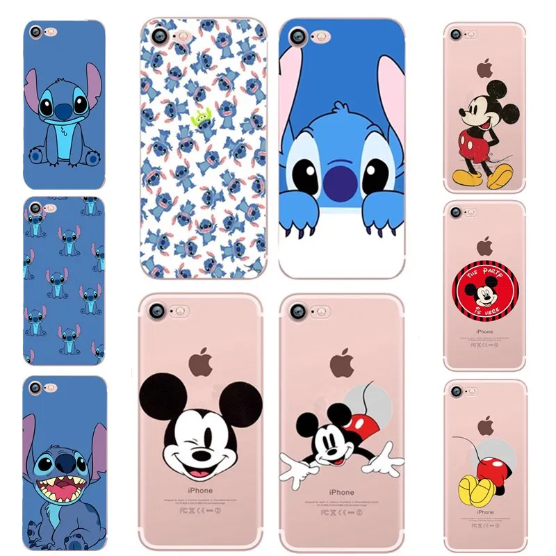 Милый мультяшный Ститч ТПУ чехол Обложка Микки оболочка для iPhone 8 7 6 S Plus 5 5S SE XR X XS 10