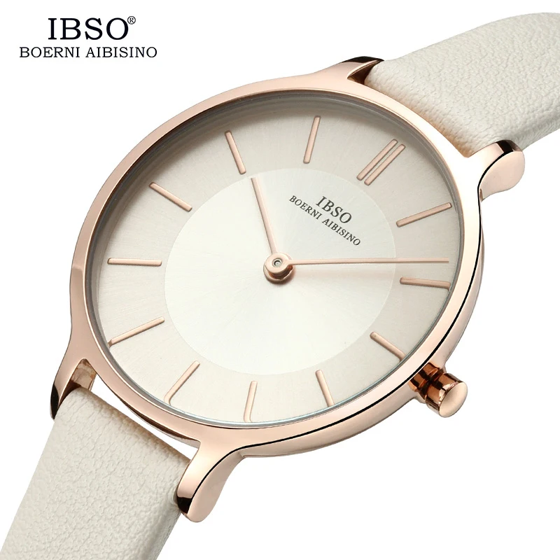 IBSO новый бренд 8 мм ультратонкие кварцевые часы женские серые кожаные 2019