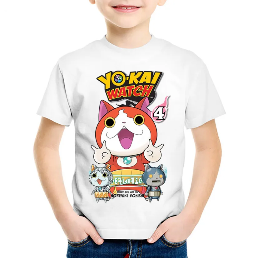 Детские футболки с мультяшным принтом Yo Kai Watch Детская летняя забавная футболка