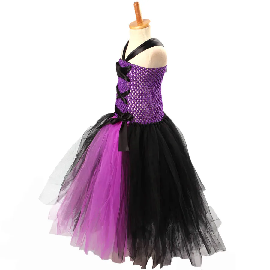 Black Purple Girls Tutu Dress Little Witch Halloween Costume Kids Party Carnival Cosplay Photo Props | Детская одежда и обувь