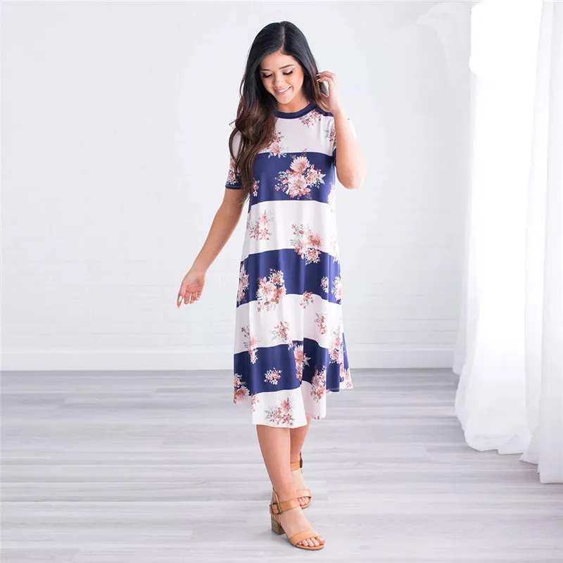 New women's summer hot sale fashion short-sleeved round neck flowers Large pendulum elegant dress high street long | Женская одежда