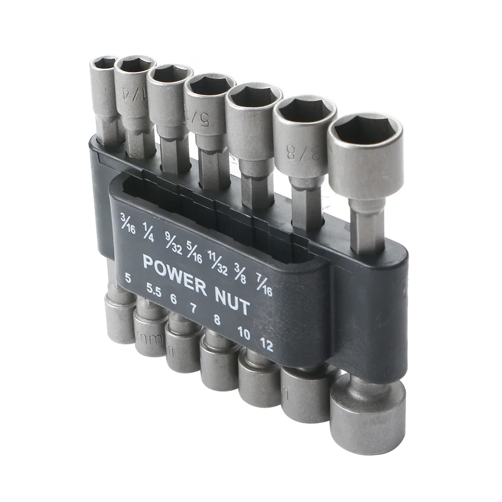 

14Pcs Power Nut Driver Adapter Drill Bit Tool Set Metric Socket Wrench Screw 1/4 Inch Hex Shank Quick Change Screwdriver Bit