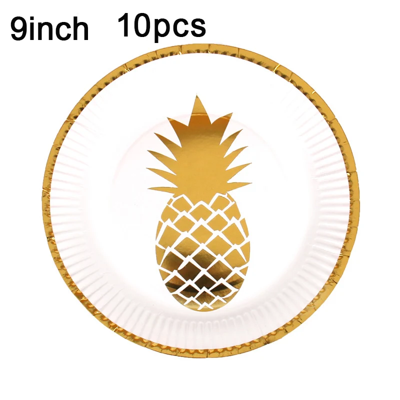 pineapple plate 10 шт. 7 дюймов ананас, банан, клубника, арбуз, бумажная тарелка, детский Декор на день рождения, Гавайские принадлежности для тематической вечеринки - Цвет: pineapple plate