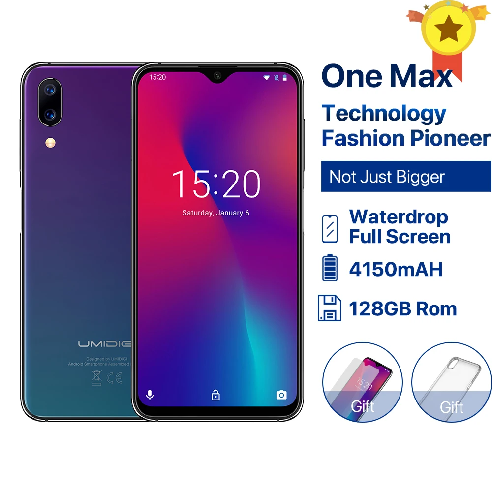 UMIDIGI One Max 4 ГБ 128 Android 8 1 мобильный телефон 6 3 ''лицо разблокировка Fingerpringt ID