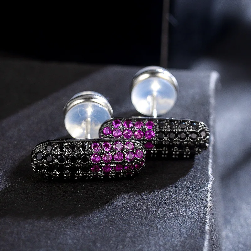 Fashion new Micro setting zircon capsule earrings Creative personality fun black Stud | Украшения и аксессуары