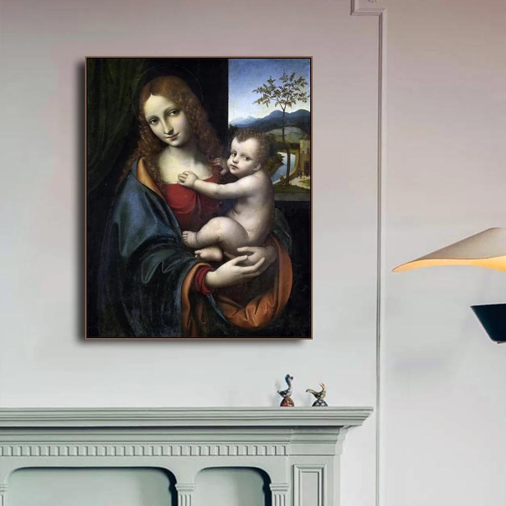 Мадонна и ребенок известная картина маслом от Da Vinci холст живопись искусство на