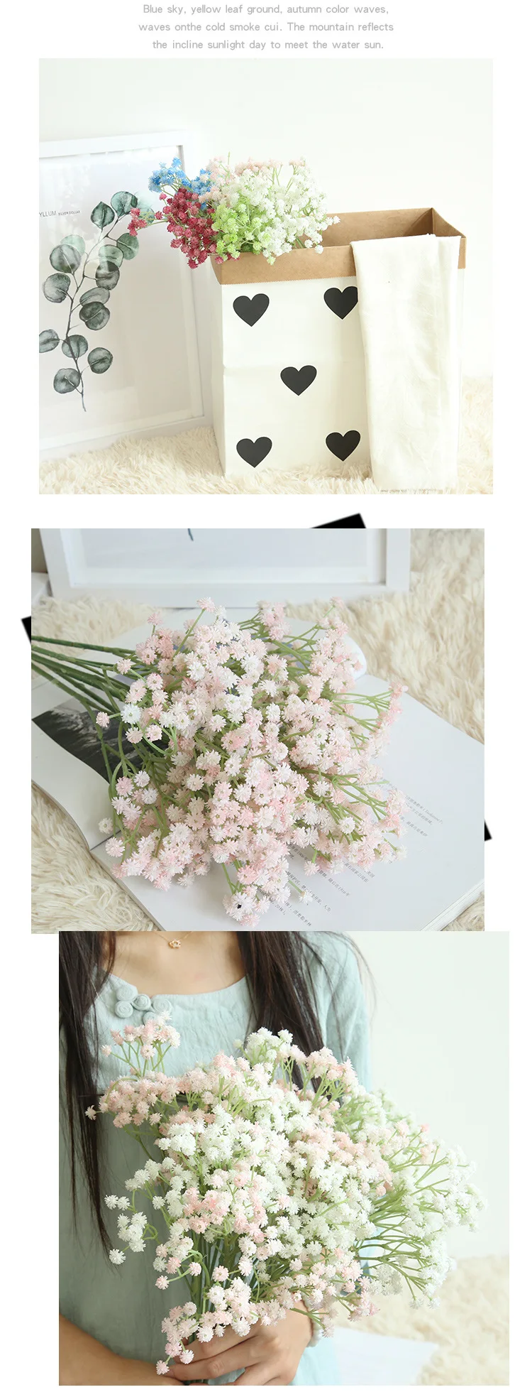 QiARSOYOO Красивые Искусственные Gypsophila цветы babysbreat свадебные украшения, искусственные цветы, садовое украшение, домашний декор