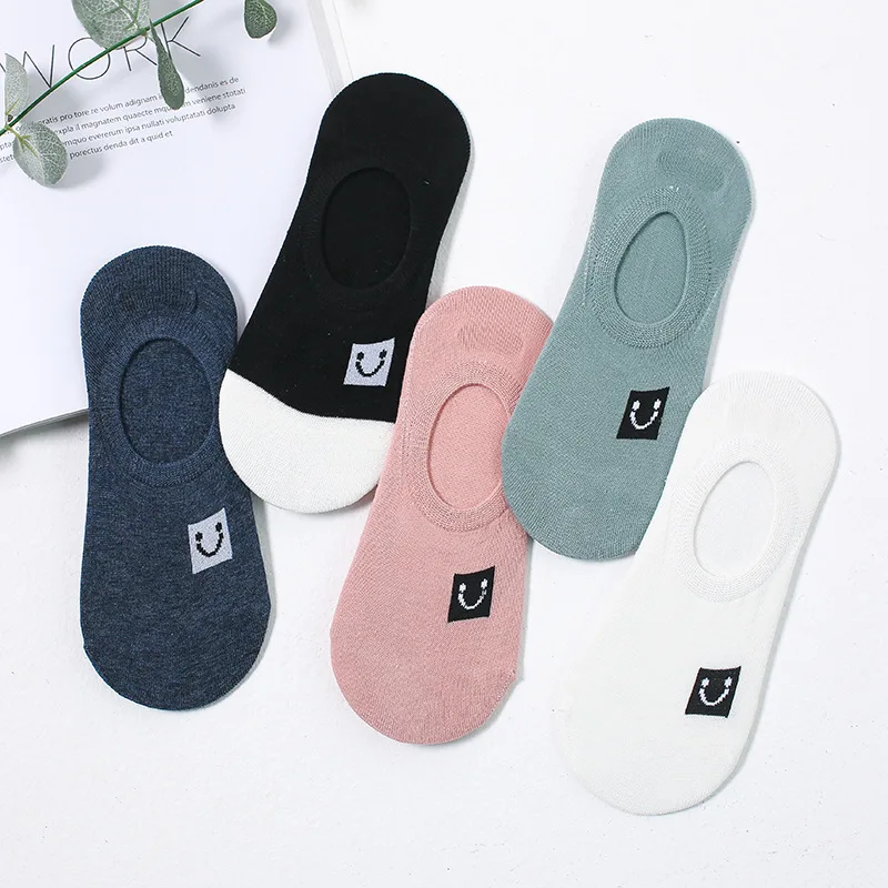Y507 Jeseca 5 Pairs/Lot Women Cotton Sock Cartoon Animal Cute No Show Sock Japanese Kawaii School Student Invisible Non-slip Boat Sox - Цвет: Y507
