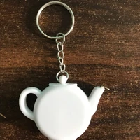 30pcslotfree shippinglove is brewing teapot measuring tape keychain portable mini key chain weddingbridal shower favors