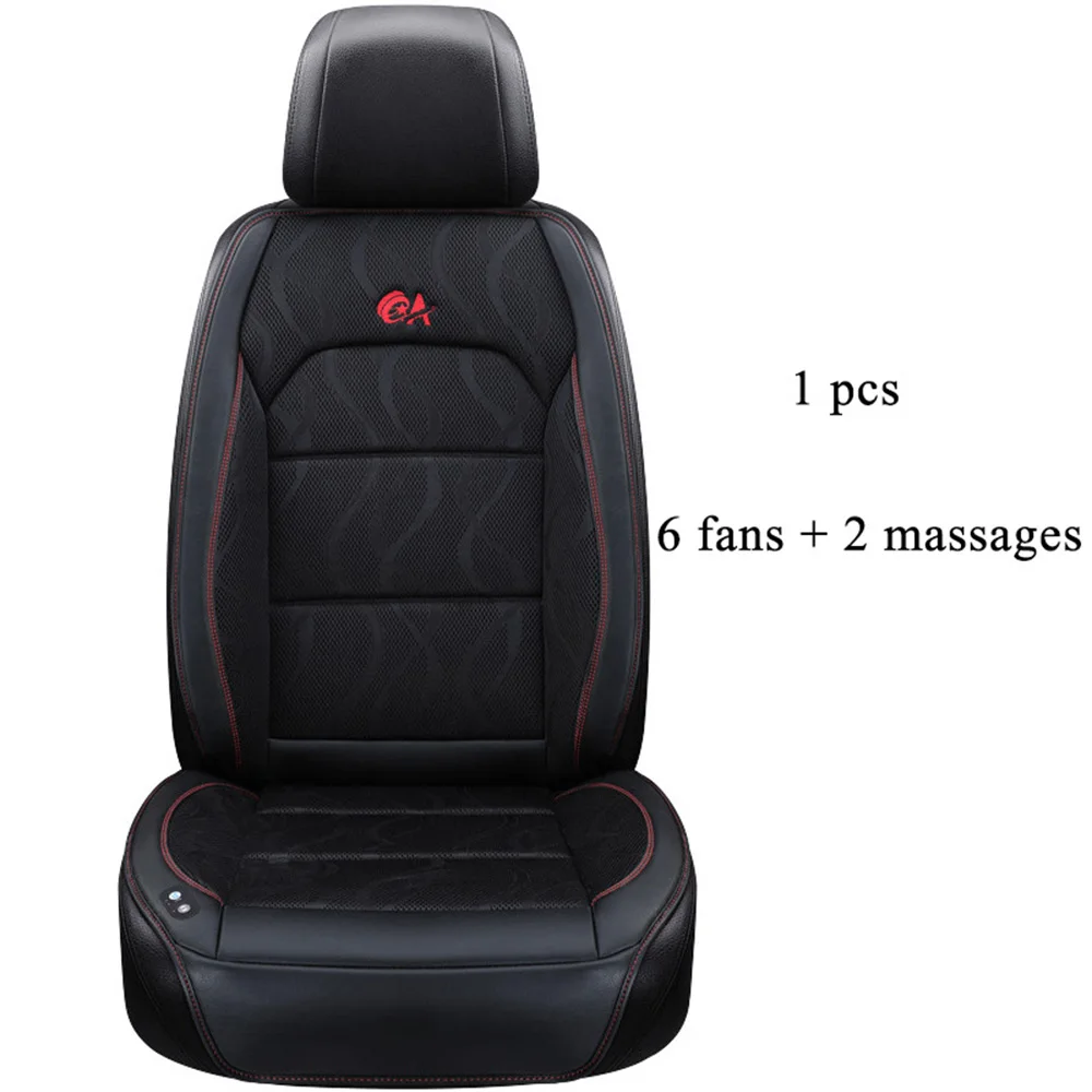 1 pcs black 6 вентиляторов+ 2 массажа, летняя подушка для сиденья автомобиля, воздушная подушка с вентилятором, чехлы для сидений автомобиля, охлаждающий жилет, прохладная летняя вентиляционная подушка - Название цвета: 1 pcs black