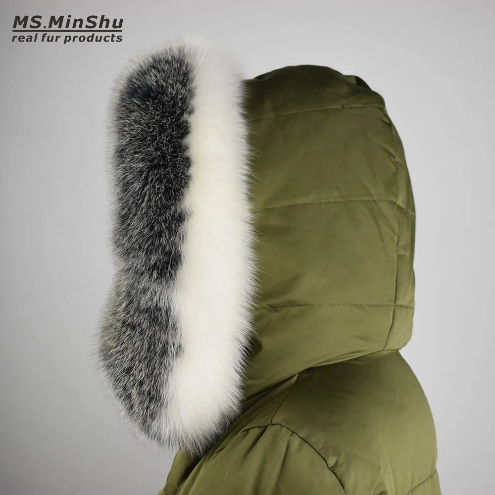 Воротник с лисьим мехом Ms. MinShu воротник капюшоном из 100% натурального меха лисы