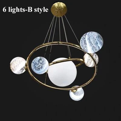 6 lights B style Современная Новинка, светодиодная люстра с заземлением, освещение, золотая металлическая гостиная, светодиодная подвесная люстра, Подвесная лампа для спальни - Цвет абажура: 6 lights B style