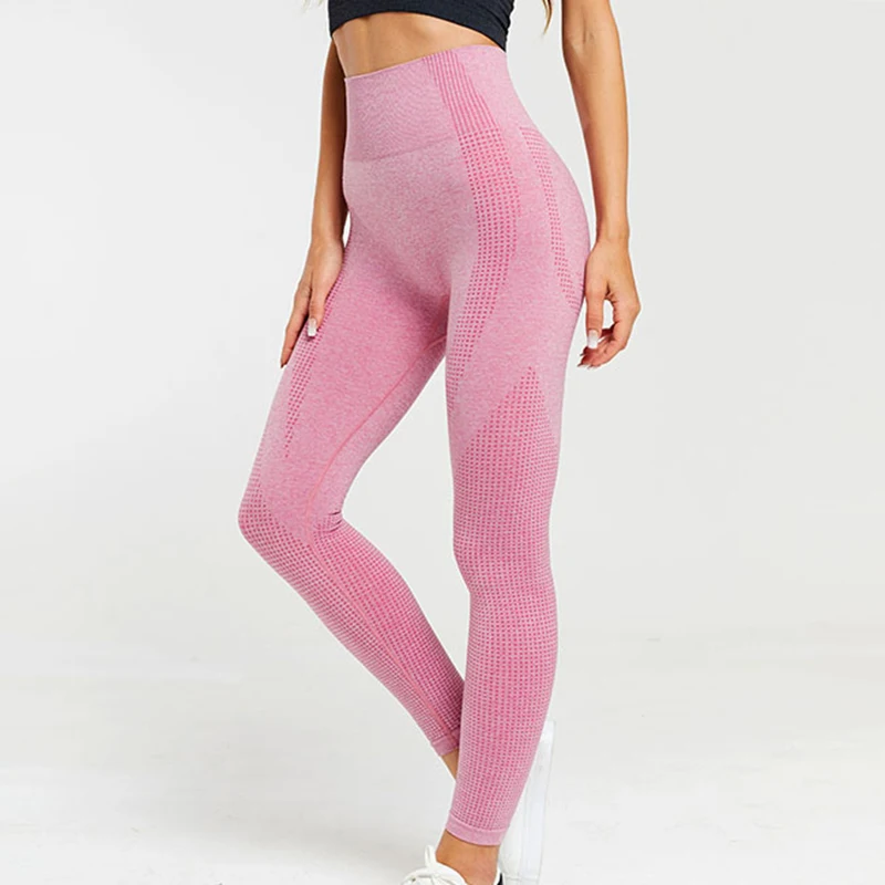 Штаны для йоги с высокой талией бесшовные леггинсы спортзала высокая