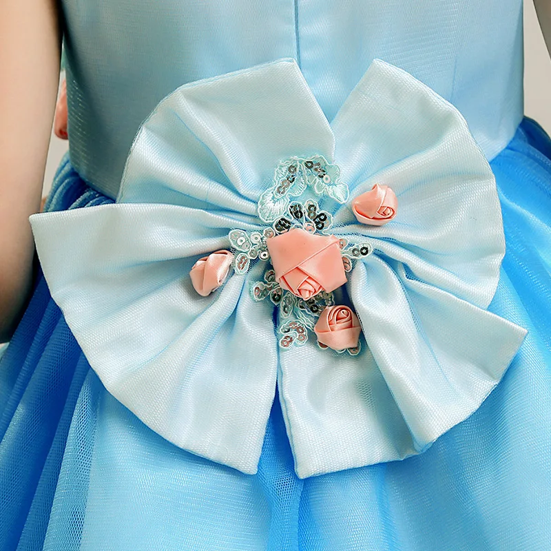 BlueElegant Girls Princess Dress Kids Party Dresses For Girl Wedding Christmas Children Fancy Costume 8 9 10 Year | Детская одежда и