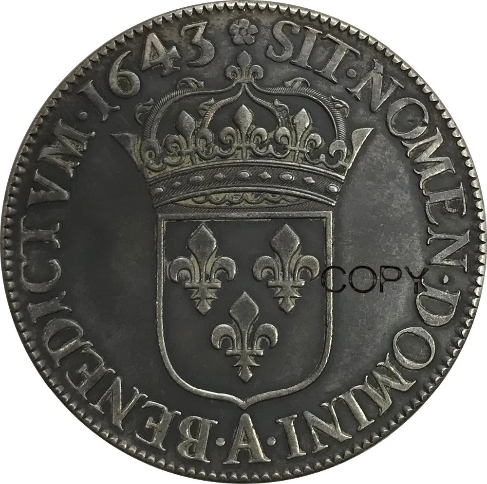 France Kingdom 1 Ecu Louis XIV 1643 Plated Silver Copy Coins | Дом и сад