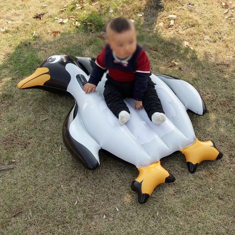 

outdoor inflatable toys Giant Penguin Crocodile Inflatable Children's Summer Beach Kid's Outdoor Floating Mat Boat Toy Swimming