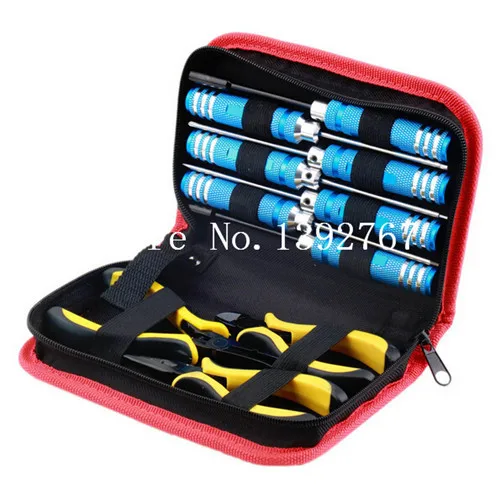

10 in 1 Tool Kit Box Set Screwdriver Screw Driver Hex Key 450 500 Pliers For Transmitter Helicopter Plane RC Model Car Boat