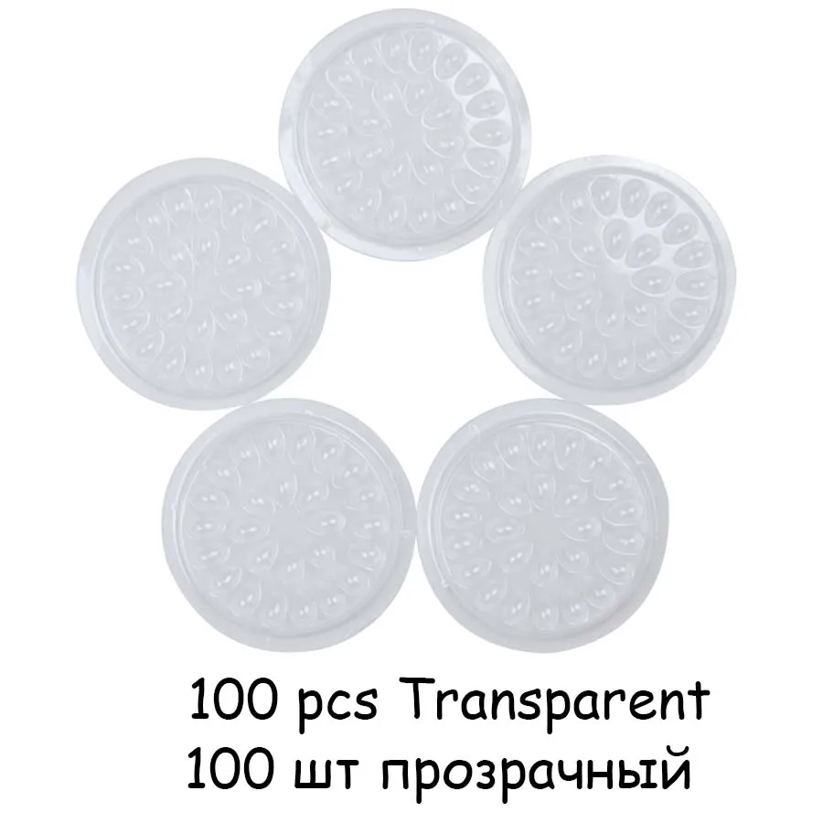 100pcs Transparent 50/100 шт клейкая прокладка клей для ресниц палитра в футляре для наращивания ресниц, клеевые подушечки, на котором может стоять ресниц Пластик клей держатель для ресниц - Цвет: 100pcs Transparent