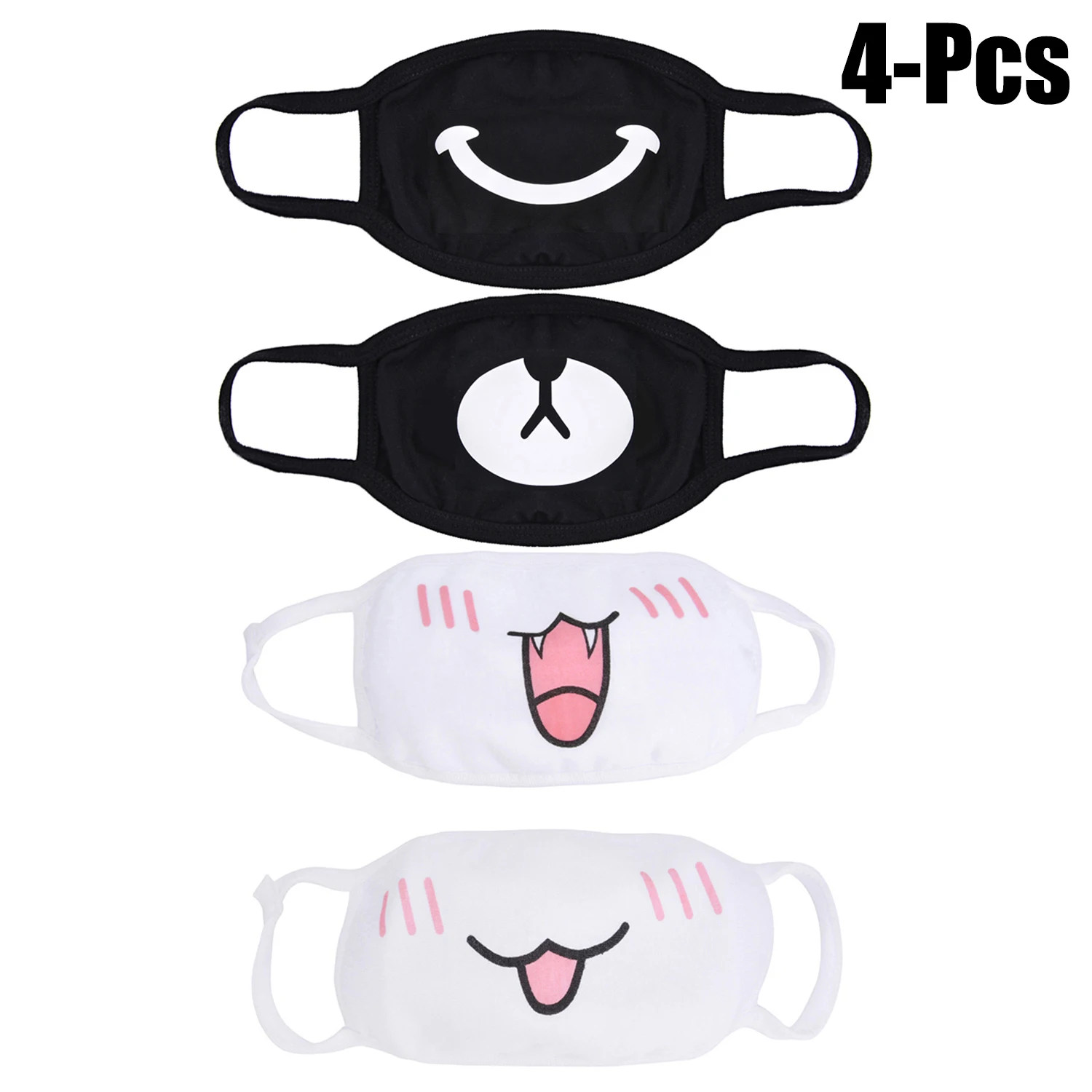 4pcs Cute Anti Dust Mask Cotton Mouth Mask Emotiction Masque Kpop Lucky Bear Masks Anime Cartoon Kwaii Mouth Muffle Face Mask