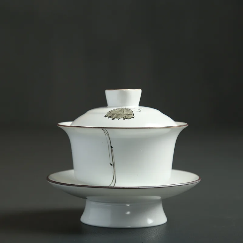 Высокое Качество ручная роспись лотоса керамический фарфор Gaiwan китайский чайный набор кунг-фу чайная посуда супница Sancai чайная чашка пуэр чайник