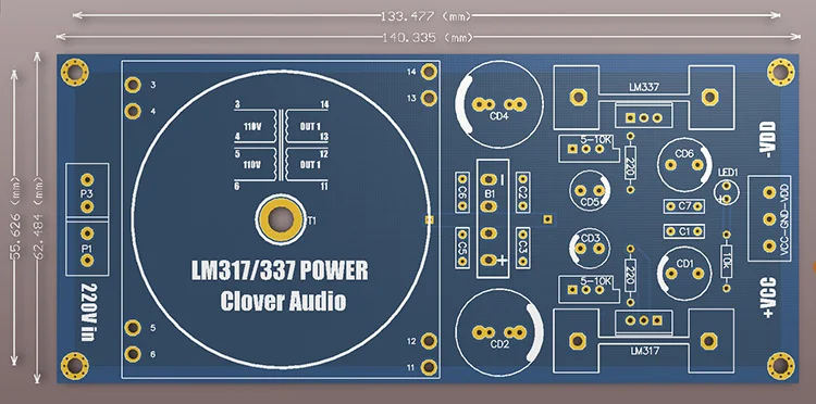 15 Вт LM317 LM337 уплотнительное кольцо корова трансформатор Выход Регулируемый