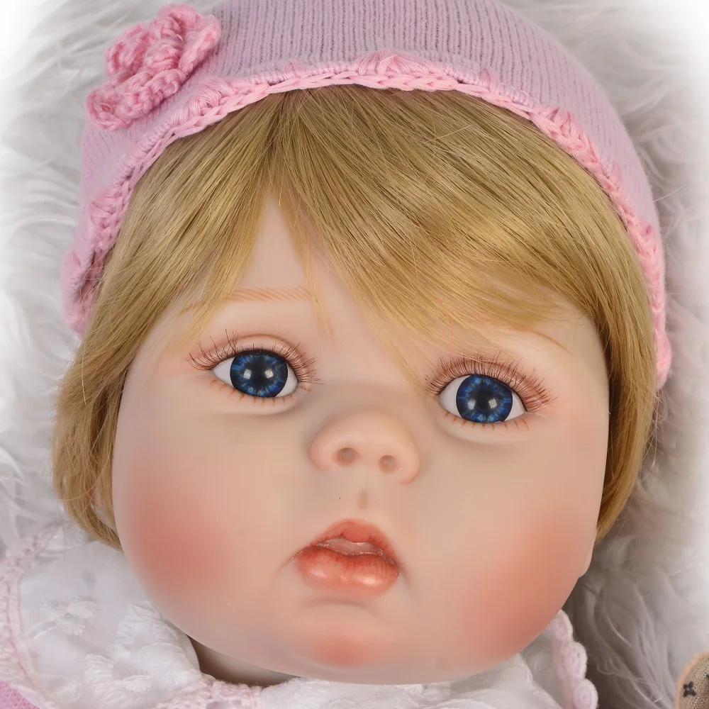 55 см Bebe живой reborn кукла Блонд Волосы девочка Младенцы силиконовые виниловые