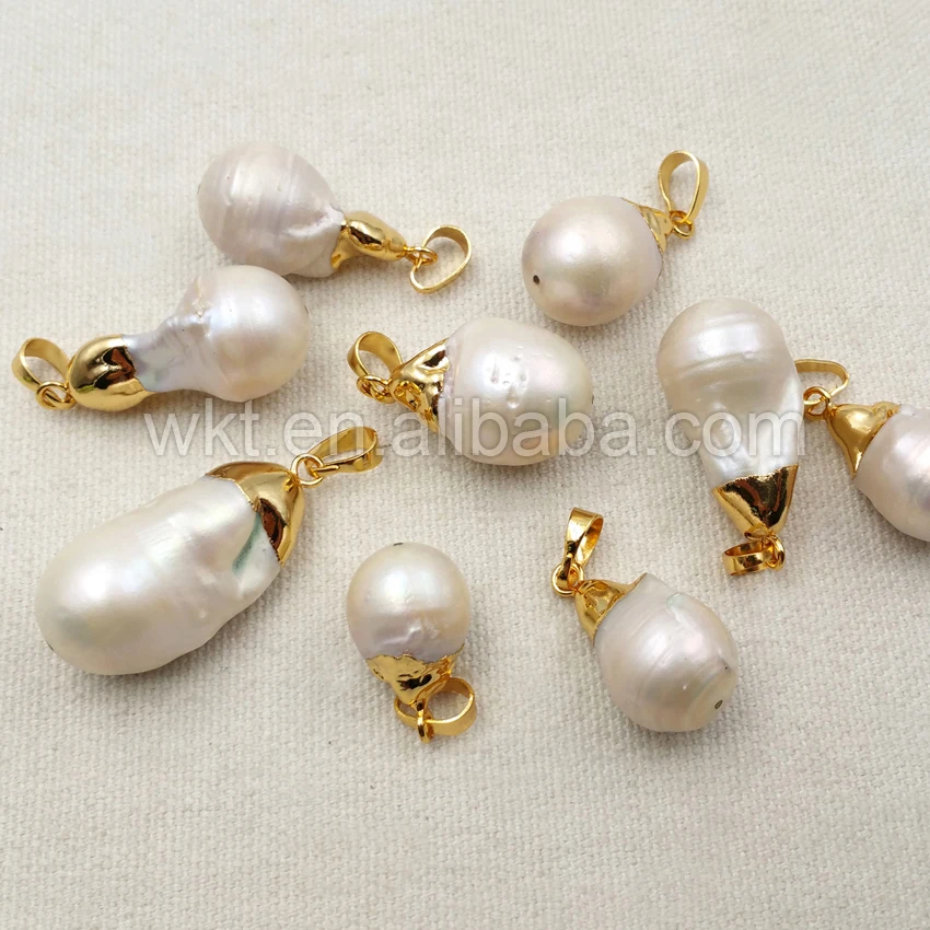 WT P1085 оптовая продажа натуральный пресноводный жемчуг кулон с золотым