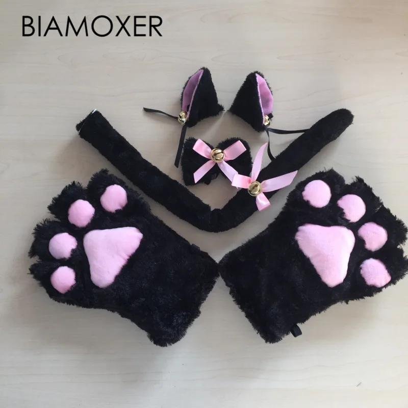 Сексуальный флутти Кот Горничная Косплей Neko костюм аниме плюшевые перчатки лапы