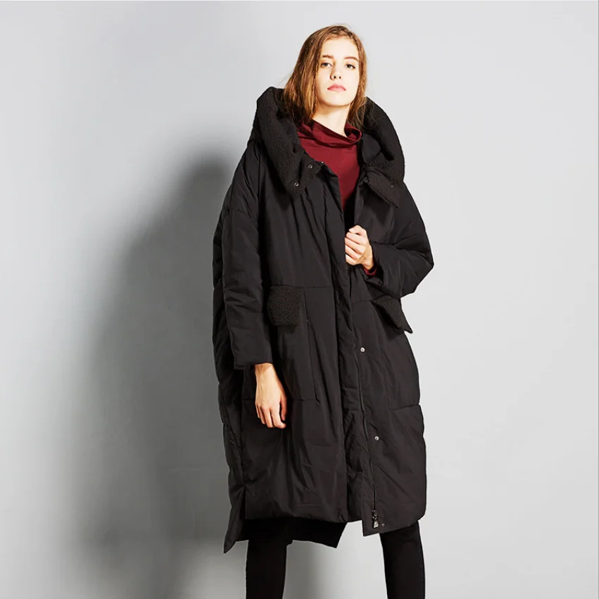 High Quality Winter New Collection loose style Hooded Long Down Coat Female Winter Warm Thick Down Jacket wq647 factory outlet