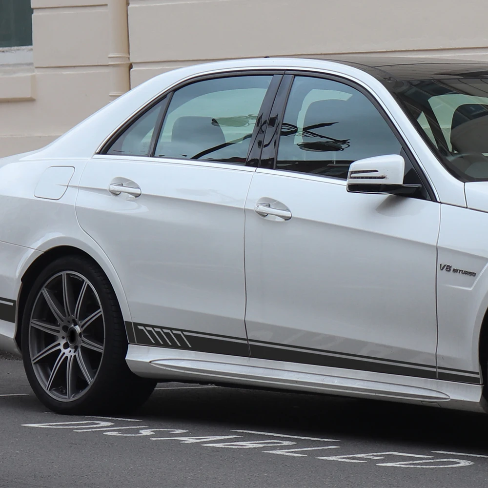Наклейка на дверь автомобиля с боковыми полосками наклейка юбку для Mercedes Benz E Class