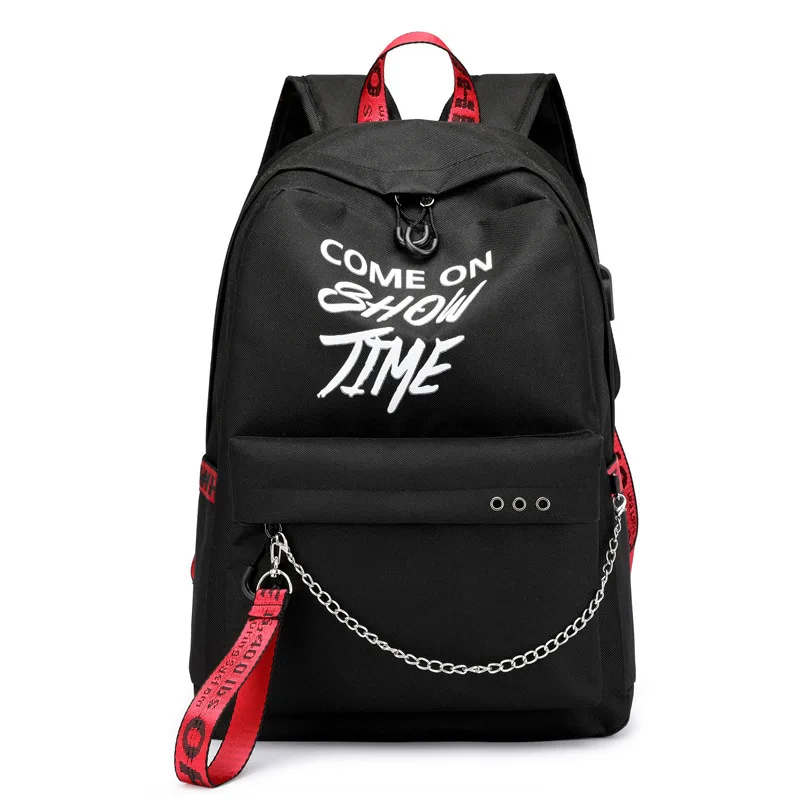 red Ribbon USB зарядка светящаяся цепочка нейлоновая женская сумка для книг Рюкзак Школьная Сумка Дорожная сумка модная женская Подростковая подростковая обувь для девочек - Цвет: red Ribbon