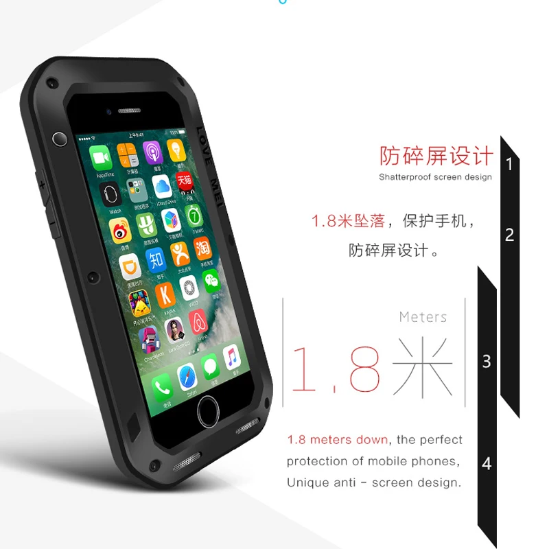 Мощные Чехлы LOVE MEI для iPhone 7 8 Plus чехол iPhone8 ударопрочный из закаленного стекла