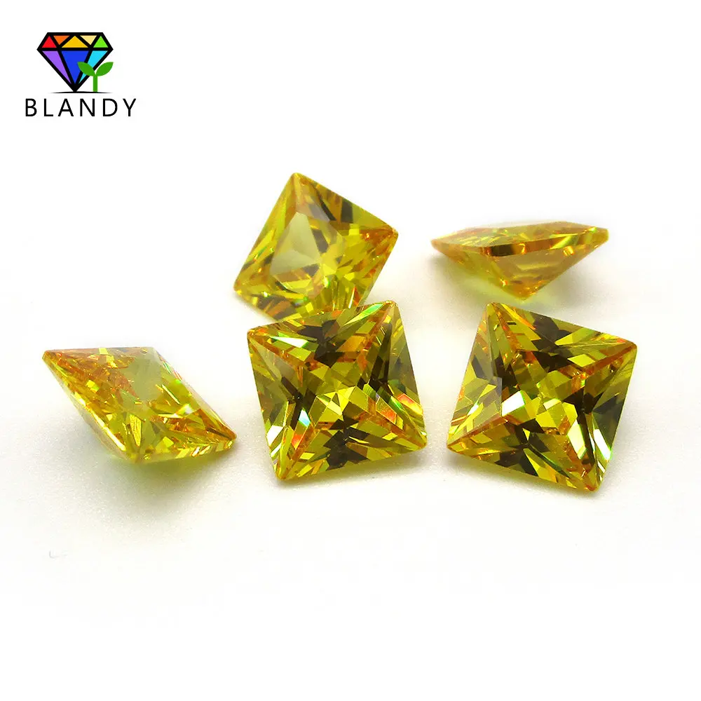 

Free Shipping 5A 1.5x1.5~12x12mm Square Shape Cubic Zirconia Stones Golden Synthetic Gems Princess Cut CZ stone For Jewelry