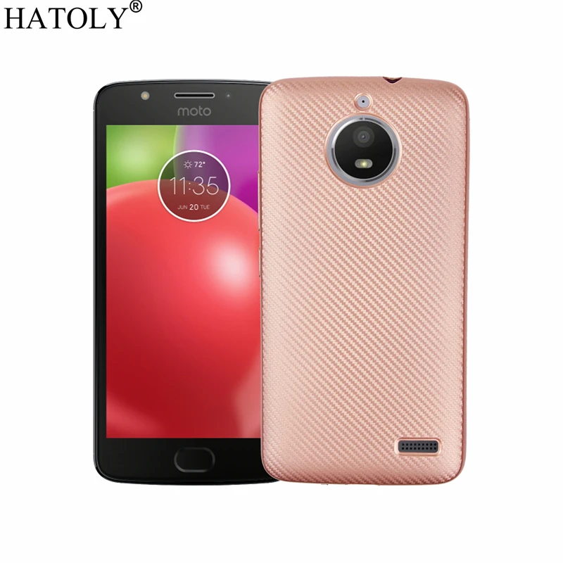 Hatoly для Fundas Motorola Moto E4 чехол ультра-тонкий мягкий ТПУ/углеродное волокно задняя