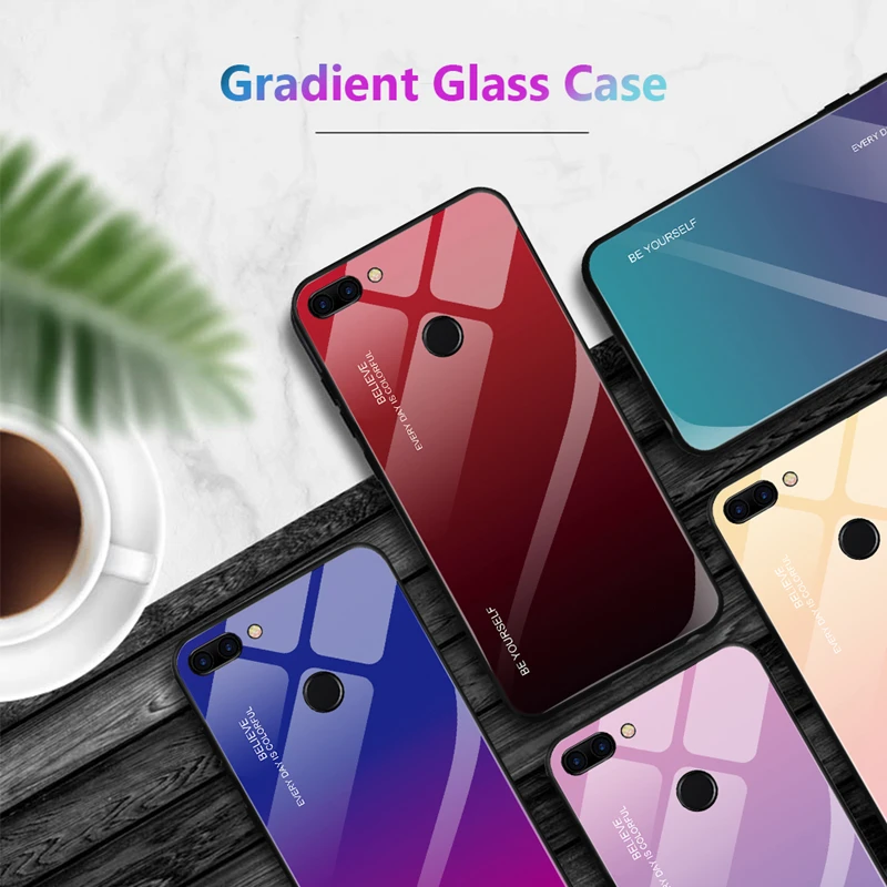 Чехол из закаленного стекла для Honor 10 9 Lite View 20 V20 8X Max Note градиентный стеклянный