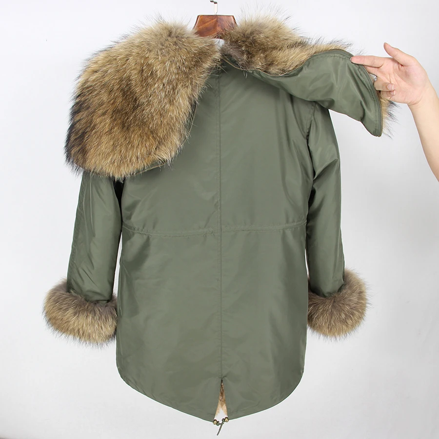 OFTBUY, водонепроницаемая парка, зимняя куртка, Женское пальто с натуральным мехом, большой натуральный мех енота, Воротник из натурального меха кролика, подкладка из толстого теплого меха, Новинка