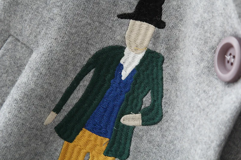 Осень 2020 Женское шерстяное пальто Европейская мода Брендовое с мультяшной