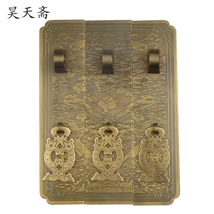 [Haotian vegetarian] bronze antique Chinese rosewood furniture, mahogany bookcase wardrobe furniture handle small birds