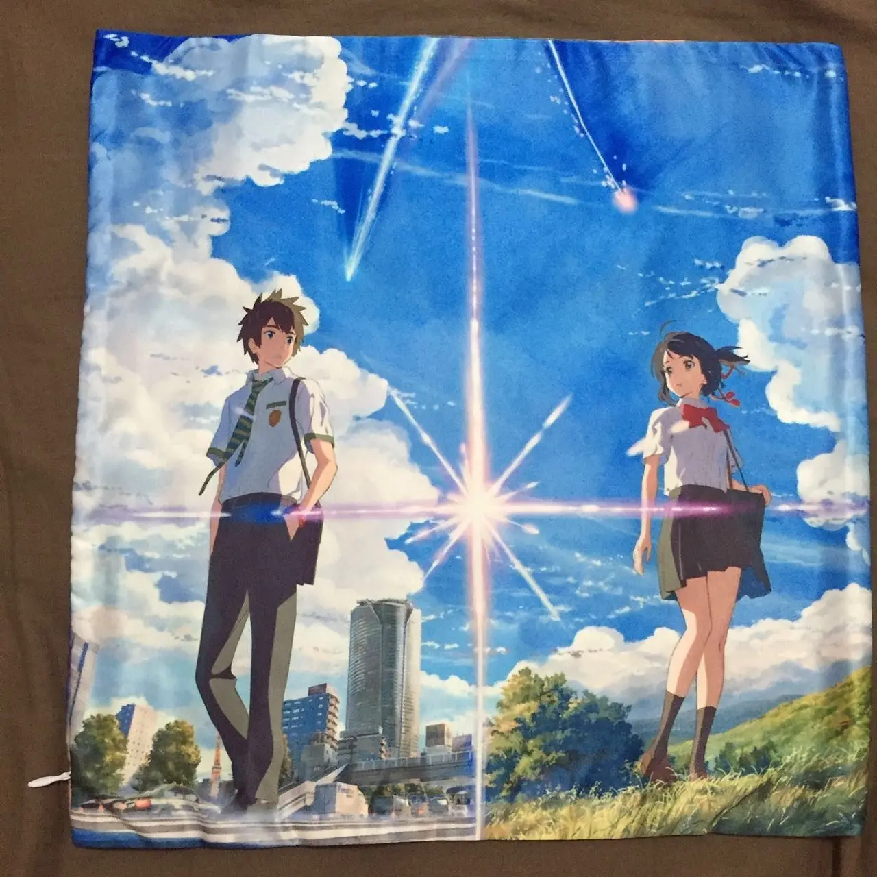 Чехол с рисунком из аниме Kimi no Na Wa Your Name двухсторонняя подушка обнимающая Обложка